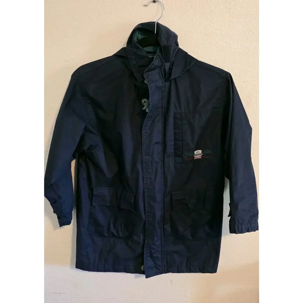 Vintage London Fog Kids Plaid Lined Jacket Navy Blue Size 7 L